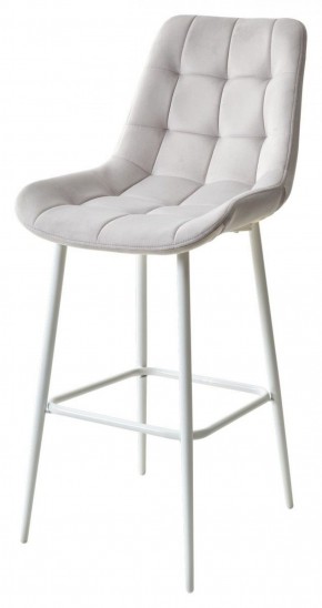 Барный стул ХОФМАН, цвет H-09 Светло-серый, велюр / белый каркас М-City в Режи - rezh.ok-mebel.com | фото 1