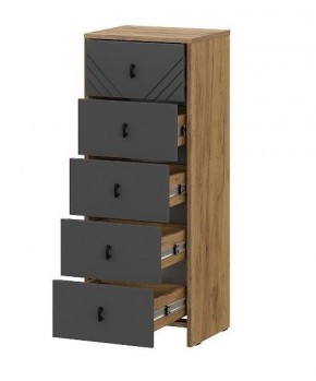 БАЙКАЛ Комод (5 ящиков) Графит/Дуб золотой в Режи - rezh.ok-mebel.com | фото 2