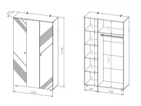 БАЙКАЛ Шкаф трехстворчатый (Графит/Дуб золотой) в Режи - rezh.ok-mebel.com | фото 3