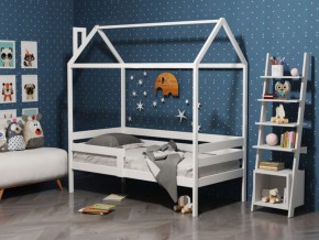 Детская кровать-домик из массива березы Соня-6 (800*1600) Белый/Лак в Режи - rezh.ok-mebel.com | фото