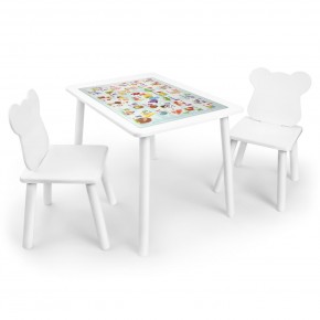 Детский комплект стол и два стула Мишка Rolti Baby с накладкой Алфавит (белая столешница/белое сиденье/белые ножки) в Режи - rezh.ok-mebel.com | фото