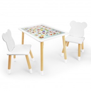Детский комплект стол и два стула Мишка Rolti Baby с накладкой Алфавит (белая столешница/белое сиденье/береза ножки) в Режи - rezh.ok-mebel.com | фото