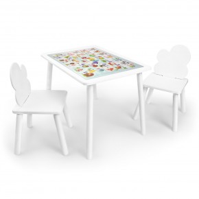 Детский комплект стол и два стула Облачко Rolti Baby с накладкой Алфавит (белая столешница/белое сиденье/белые ножки) в Режи - rezh.ok-mebel.com | фото