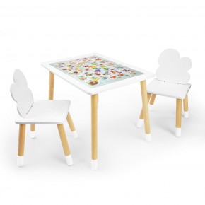 Детский комплект стол и два стула Облачко Rolti Baby с накладкой Алфавит (белая столешница/белое сиденье/береза ножки) в Режи - rezh.ok-mebel.com | фото