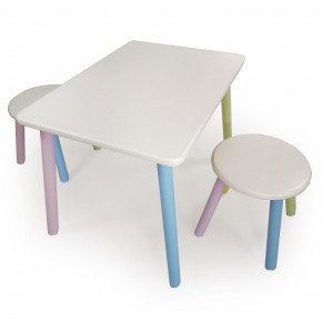 Детский комплект стол и два табурета круглых  (Белый, Белый, Цветной) в Режи - rezh.ok-mebel.com | фото 2