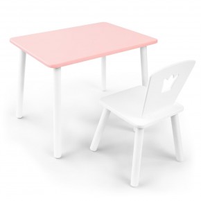 Детский комплект стол и стул «Корона» Rolti Baby (розовый/белый, массив березы/мдф) в Режи - rezh.ok-mebel.com | фото