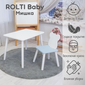 Детский комплект стол и стул «Мишка» Rolti Baby  (голубая столешница/белое сиденье/белые ножки) в Режи - rezh.ok-mebel.com | фото