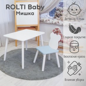Детский комплект стол и стул «Мишка» Rolti Baby  (голубая столешница/голубое сиденье/белые ножки) в Режи - rezh.ok-mebel.com | фото 1