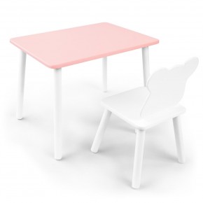Детский комплект стол и стул «Мишка» Rolti Baby (розовый/белый, массив березы/мдф) в Режи - rezh.ok-mebel.com | фото