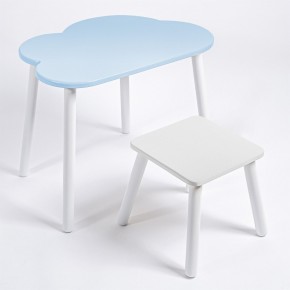 Детский комплект стол ОБЛАЧКО  и табурет Rolti Baby (голубая столешница/белое сиденье/белые ножки) в Режи - rezh.ok-mebel.com | фото