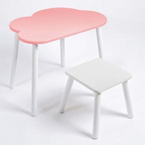 Детский комплект стол ОБЛАЧКО  и табурет Rolti Baby (розовая столешница/белое сиденье/белые ножки) в Режи - rezh.ok-mebel.com | фото 1