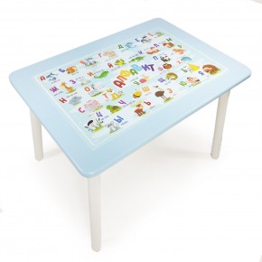 Детский стол с накладкой Алфавит  (Голубой/Белый) в Режи - rezh.ok-mebel.com | фото 1