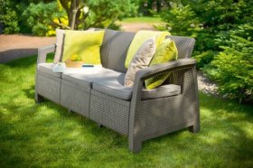 Диван пластиковый Корфу Макс (Corfu love seat max) капучино - песок в Режи - rezh.ok-mebel.com | фото 4