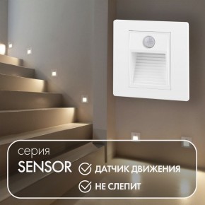 DK1020-WH Светильник встраиваемый в стену c датчиком движения, IP 20, LED 3000, 1 Вт, белый, пластик в Режи - rezh.ok-mebel.com | фото 2
