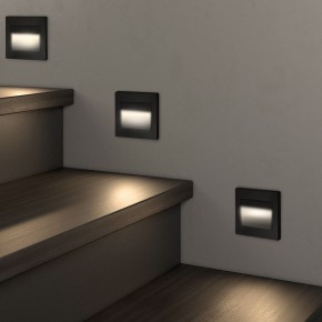 DK3050-BK Светильник встраиваемый в стену, IP 20, LED 3000, 1 Вт, черный пластик в Режи - rezh.ok-mebel.com | фото 3