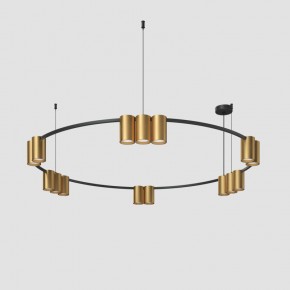 DK4067-BK+SG Подвесной светильник ORBIT, IP20, 15xGU10 LED, до 15 Вт, черный + сатинированное золото, алюминий в Режи - rezh.ok-mebel.com | фото 2