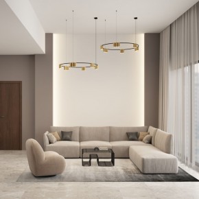 DK4067-BK+SG Подвесной светильник ORBIT, IP20, 15xGU10 LED, до 15 Вт, черный + сатинированное золото, алюминий в Режи - rezh.ok-mebel.com | фото 4