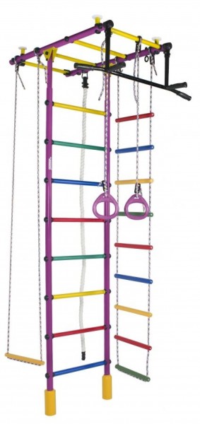 ДСК Атлант цв.фиолетовый радуга: турник, кольца, канат, трапеция, веревочная лестница в Режи - rezh.ok-mebel.com | фото