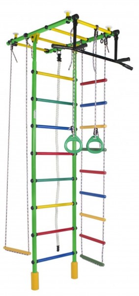 ДСК Атлант цв.салатовый радуга: турник, кольца, канат, трапеция, веревочная лестница в Режи - rezh.ok-mebel.com | фото