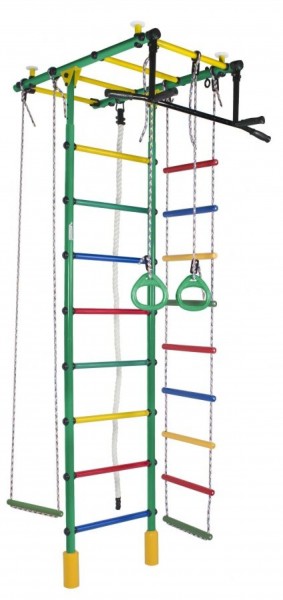 ДСК Атлант цв.зеленый радуга: турник, кольца, канат, трапеция, веревочная лестница в Режи - rezh.ok-mebel.com | фото 1