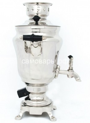 Электрический самовар из латуни никелированный на 1,5 литра форма "Тюльпан" с защитой от выкипания в Режи - rezh.ok-mebel.com | фото 3