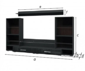ДОМИНО Гостиная модульная (черный/черный глянец) в Режи - rezh.ok-mebel.com | фото 2