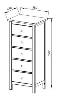 Комод 05 Кантри белый с пятью ящиками в Режи - rezh.ok-mebel.com | фото 3