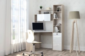 Компьютерный стол №11 (Дуб Сонома/Белый глянец) в Режи - rezh.ok-mebel.com | фото 4
