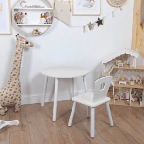 Комплект детский стол КРУГЛЫЙ и стул КОРОНА ROLTI Baby (белая столешница/белое сиденье/белые ножки) в Режи - rezh.ok-mebel.com | фото