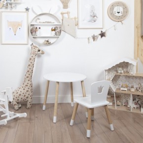 Комплект детский стол КРУГЛЫЙ и стул КОРОНА ROLTI Baby (белая столешница/белое сиденье/береза ножки) в Режи - rezh.ok-mebel.com | фото