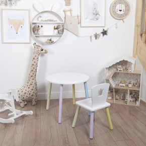 Комплект детский стол КРУГЛЫЙ и стул КОРОНА ROLTI Baby (белая столешница/белое сиденье/цветные ножки) в Режи - rezh.ok-mebel.com | фото