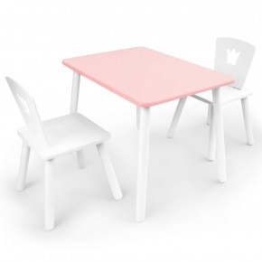 Комплект детской мебели стол и два стула Корона  (Розовый/Белый/Белый) в Режи - rezh.ok-mebel.com | фото 1