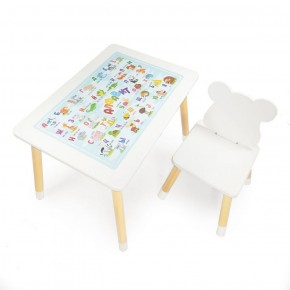 Комплект детской мебели стол и стул Мишутка с накладкой Алфавит (Белый/Белый/Береза) в Режи - rezh.ok-mebel.com | фото 2