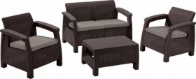 Комплект мебели Корфу сет (Corfu set) коричневый - серо-бежевый * в Режи - rezh.ok-mebel.com | фото 1