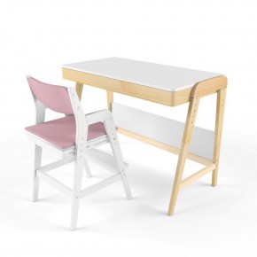 Комплект растущий стол и стул с чехлом 38 попугаев «Вуди» (Белый, Белый, Розовый) в Режи - rezh.ok-mebel.com | фото