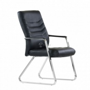 Кресло Barneo K-25 для посетителей и переговорных (хром, черная экокожа) в Режи - rezh.ok-mebel.com | фото