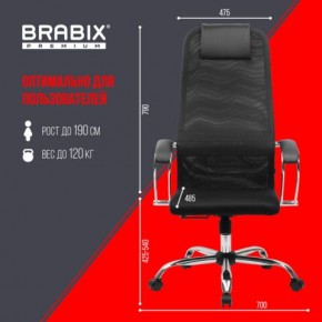 Кресло BRABIX PREMIUM "Ultimate EX-800" хром, плотная двойная сетка Х2, черное, 532911 в Режи - rezh.ok-mebel.com | фото 6