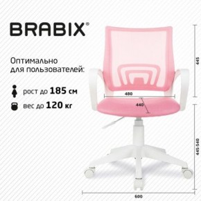 Кресло BRABIX "Fly MG-396W", с подлокотниками, пластик белый, сетка, розовое, 533008 в Режи - rezh.ok-mebel.com | фото 5
