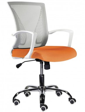 Кресло BRABIX "Wings MG-306", пластик белый, хром, сетка, серое/оранжевое, 532011 в Режи - rezh.ok-mebel.com | фото
