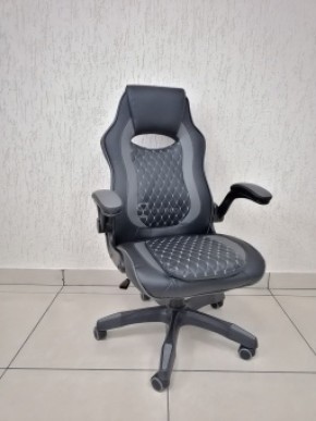 Кресло геймерское Barneo K-37 (черная кожа серые вставки) в Режи - rezh.ok-mebel.com | фото