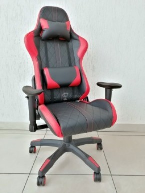 Кресло геймерское Barneo K-52 (черная экокожа красные вставки) в Режи - rezh.ok-mebel.com | фото