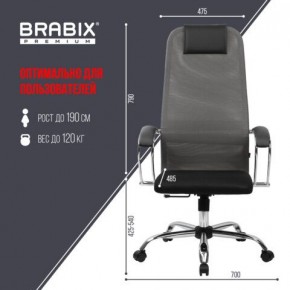 Кресло офисное BRABIX PREMIUM "Ultimate EX-800" хром, плотная двойная сетка Х2, черное/серое, 532912 в Режи - rezh.ok-mebel.com | фото 3