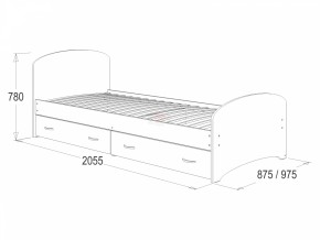 Кровать-6 одинарная с 2-мя ящиками (900*2000) в Режи - rezh.ok-mebel.com | фото 2