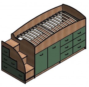Кровать-чердак "Дюймовочка-4"  Дуб молочный/Венге в Режи - rezh.ok-mebel.com | фото 2
