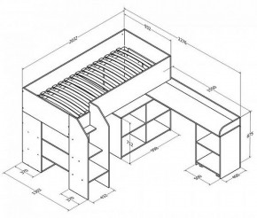 Кровать-чердак "Теремок-2" Дуб молочный/Венге в Режи - rezh.ok-mebel.com | фото 3