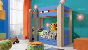 Кровать детская 2-х ярусная Юниор-6 с ящиком ЛДСП (800*1900) в Режи - rezh.ok-mebel.com | фото