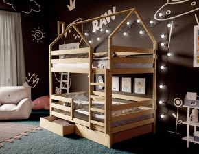 Кровать-домик двухъярусная 80*160 без покраски в Режи - rezh.ok-mebel.com | фото