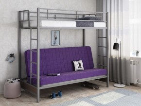 Кровать двухъярусная с диваном "Мадлен" (Серый/Фиолетовый) в Режи - rezh.ok-mebel.com | фото 1