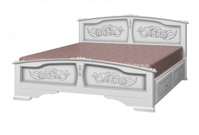 ЕЛЕНА Кровать из массива 1600 (Белый жемчуг) с 2-мя ящиками в Режи - rezh.ok-mebel.com | фото