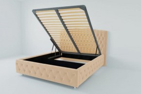 Кровать Нягань с ПМ 1400 (экокожа бежевая) в Режи - rezh.ok-mebel.com | фото